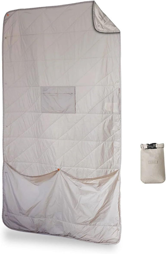 Gravel Layover Travel Blanket – Lightweight, Compact, and Warm with Carry Pouch (Gray)