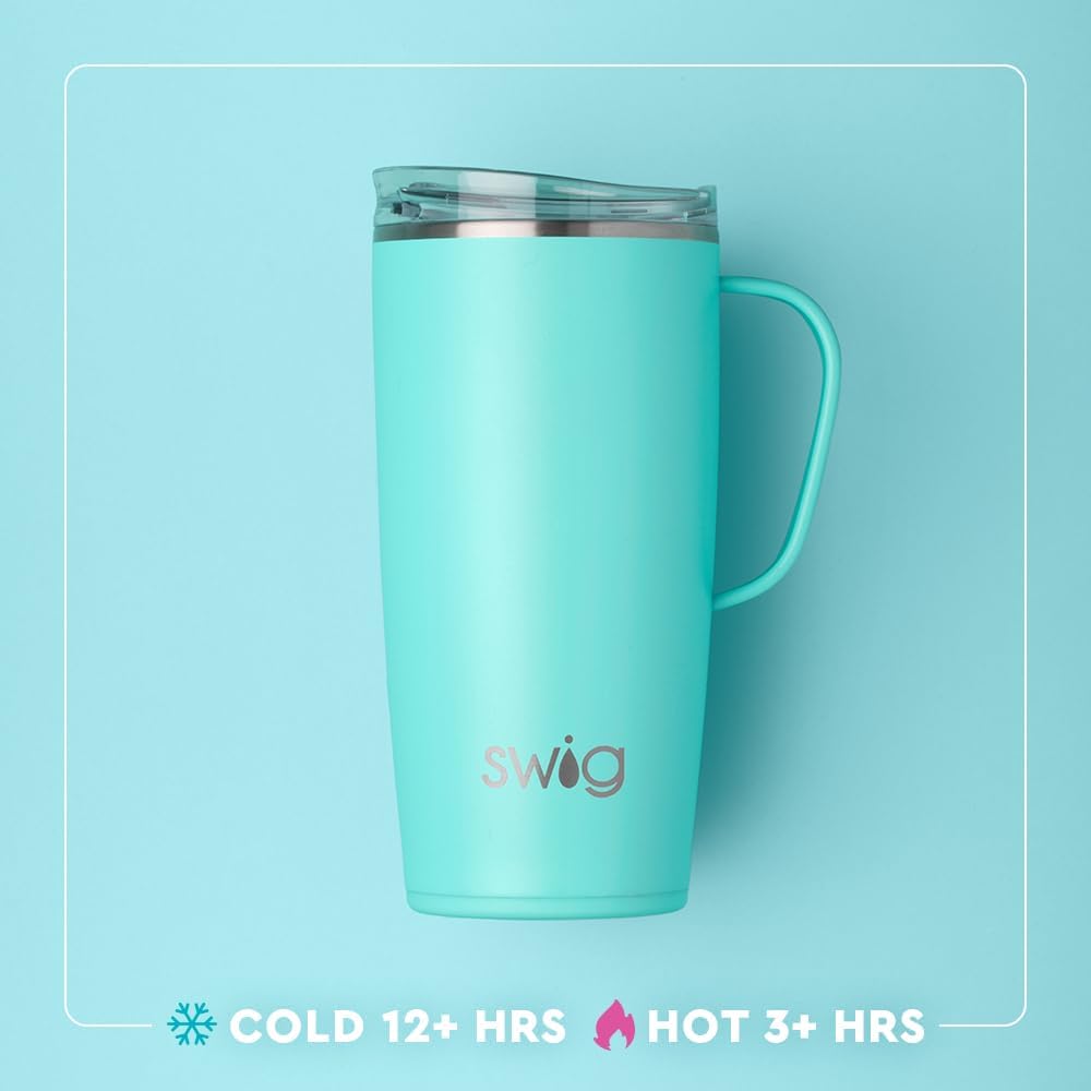 Swig Life 22oz Travel Mug, Insulated Tumbler with Handle and Lid, Travel Coffee Mug, Cup Holder Friendly, Stainless Steel 22 oz Tumbler, Reusable Insulated with Lid (New Jersey)
