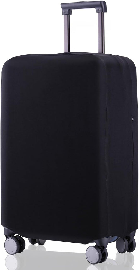 Travel Luggage Cover Suitcase Protector Scratch-Resistant Fit 19-31 Inch, Not Included Suitcase (Black, L(26-27inch))