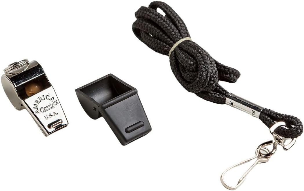 American Whistle Corporation American Classic Whistle - 126 db Solid Brass Whistle with Paracord Lanyards and Safe-T-Tip - Made in America