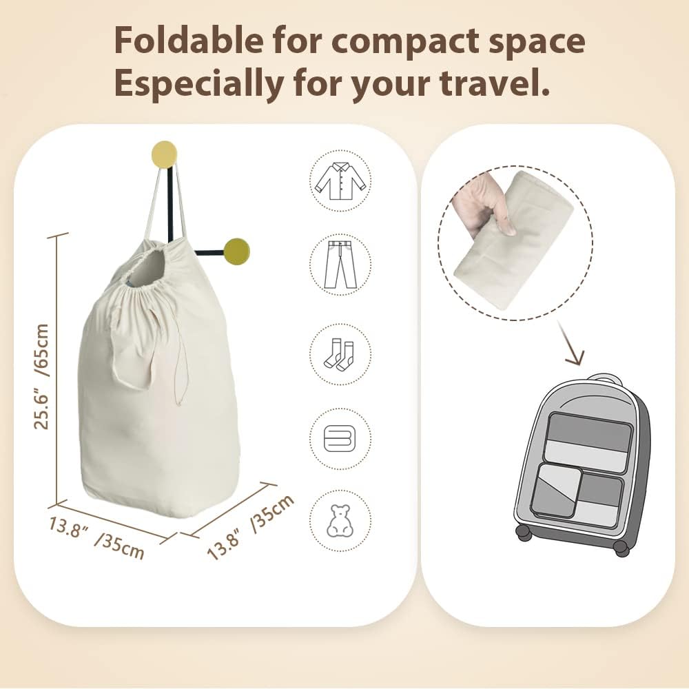 MCleanPin Washable Laundry Bags with Handles,140L Dirty Clothes Storage for College Dorm or Travel, Laundry Liner Fit Most Laundry Hamper or Basket,2 Pack (Beige & Grey)
