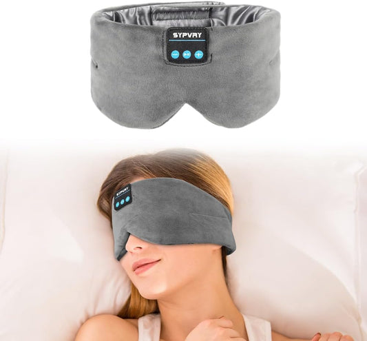 Sleep Eye Mask with Bluetooth Headphones, SYPVRY Wireless Headphones Bluetooth Silk Sleep Mask Blackout Blindfold, Bluetooth Eye Mask for Sleeping with Microphone