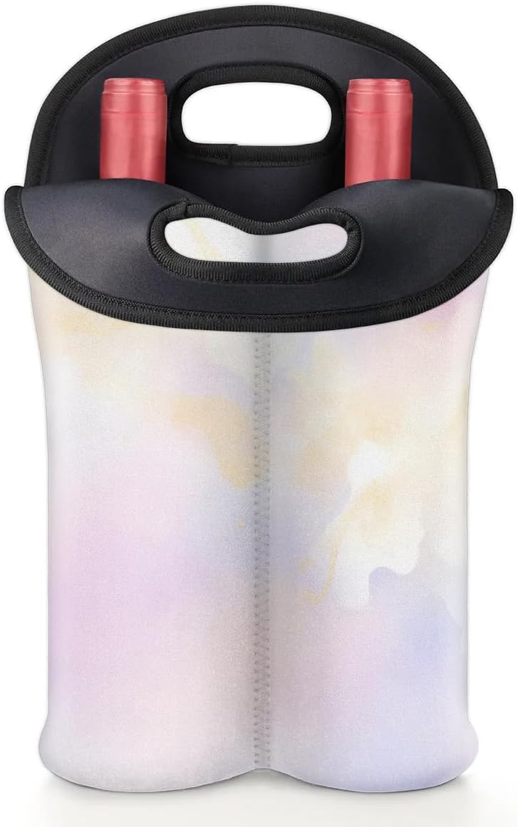 Wine Carrier Tote Personalized Bag for 2 Bottles - Neoprene Wine Bottle Holder with Carry Handle, Wine Protective Bag Insulated Bag Beer Cans Water Bottle Holder for Travel Picnic,Style6