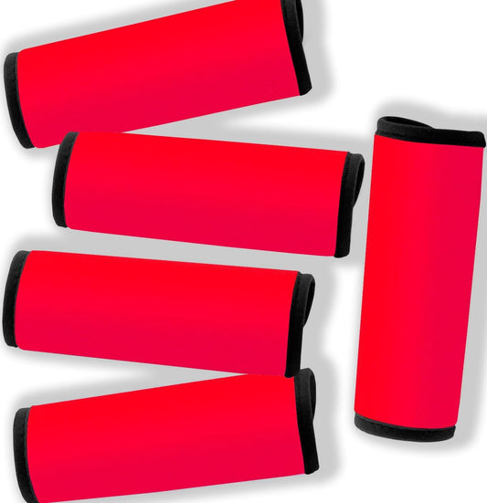 Neoprene Luggage Handle Wraps for Traveling Bright Color Luggage Tags|Handle Wraps|Handle Covers (Red)