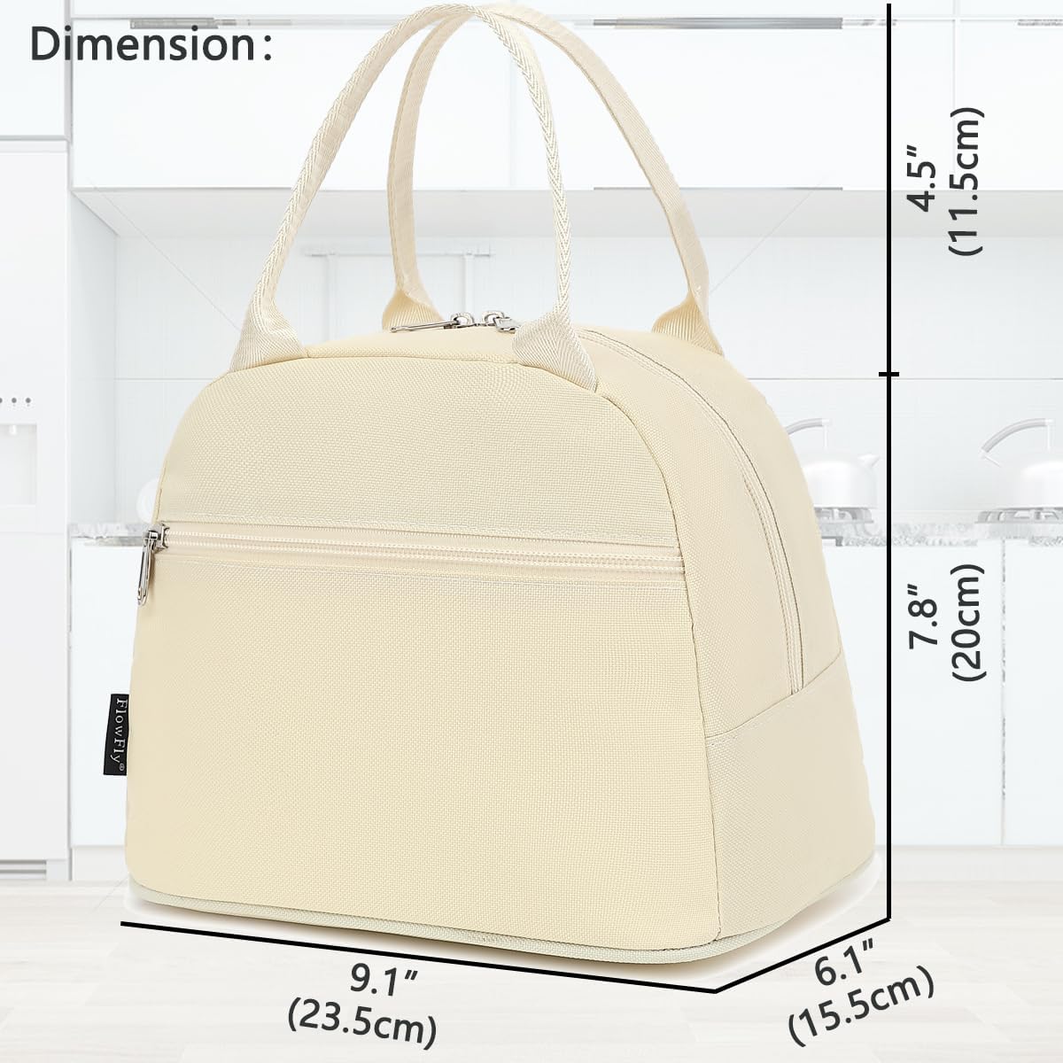 FlowFly Insulated Lunch Cooler Bag - Tote Bag Organizer for Women/Men, Beige