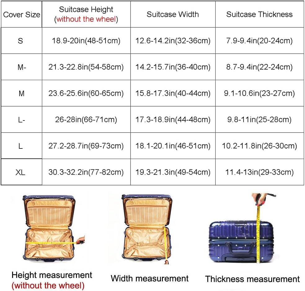 MosaiRudo Thicker Luggage Cover Elastic Suitcase Cover Protector Fits 18-32 Inch Suitcase Travel Accessories (TKM0078, S)