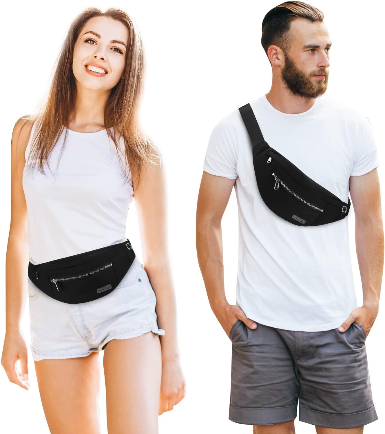MAXTOP Large Crossbody Fanny Pack with 4-Zipper Pockets,Gifts for Enjoy Sports Festival Workout Traveling Running Casual Hands-Free Wallets Waist Pack Phone Bag Carrying All Phones