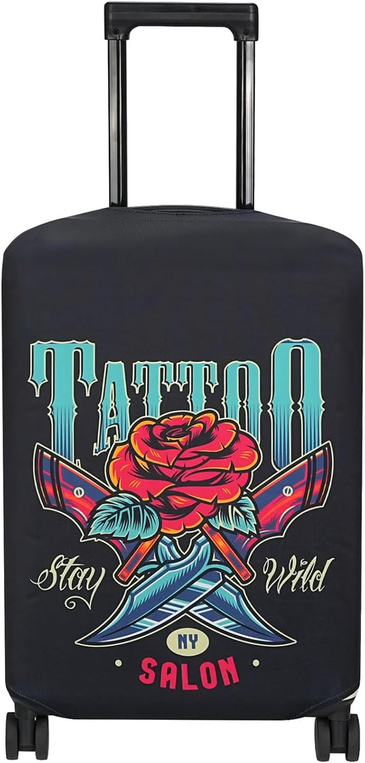 Explore Land Travel Luggage Cover Suitcase Protector Fits 27-30 Inch Case (Blade Rose, L)