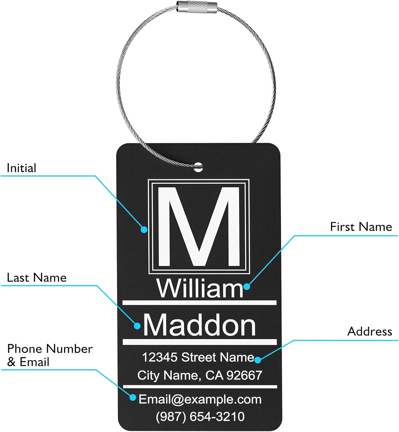 Luggage Tag for Suitcase - Personalized Engraved Metal Tag for Cruise Travel - Custom Name Tags Suitable for Bags and Backpacks (Gold)
