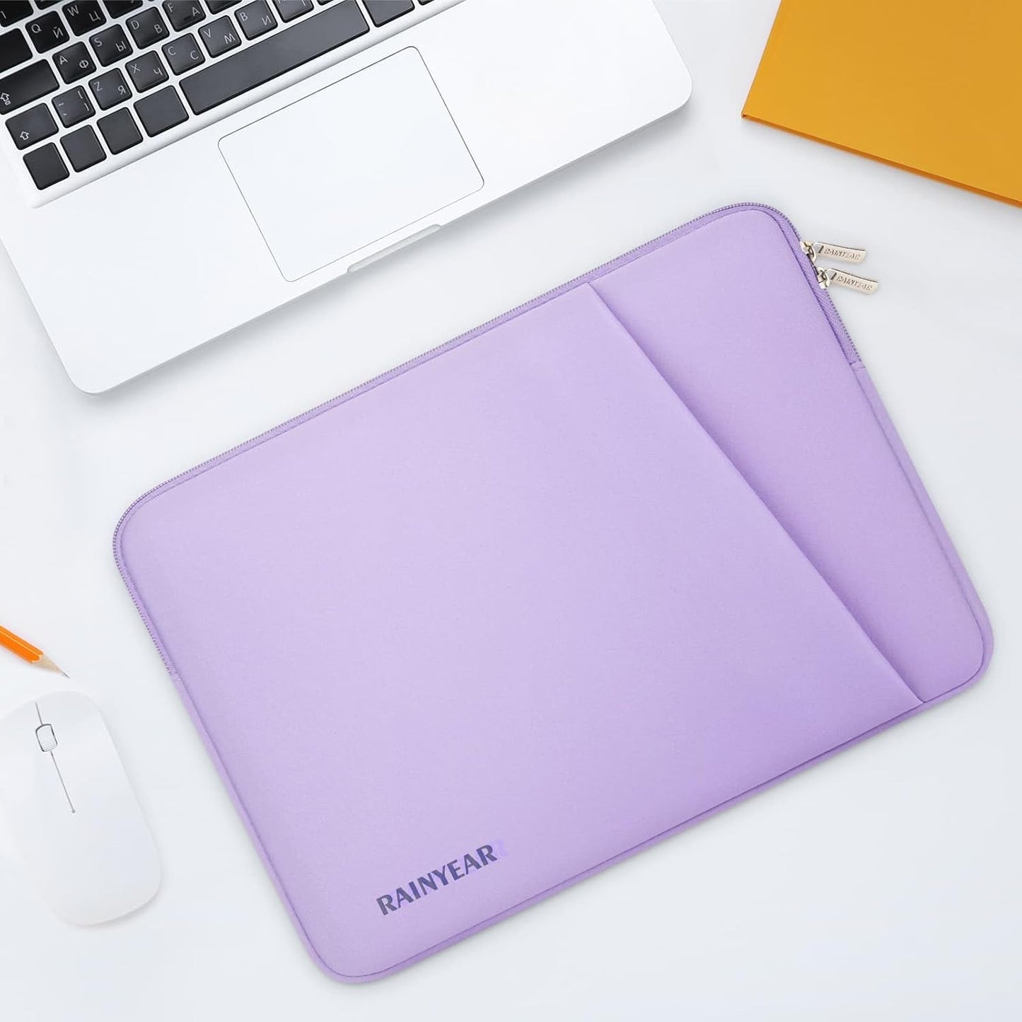 RAINYEAR Laptop Sleeve Case with Front Pocket, 15.6 Inch Protective Portable Case with Front Pocket, Briefcase Laptop Carrying Bag Cover Compatible for HP, Dell, Asus, Lenovo, Notebook, Purple