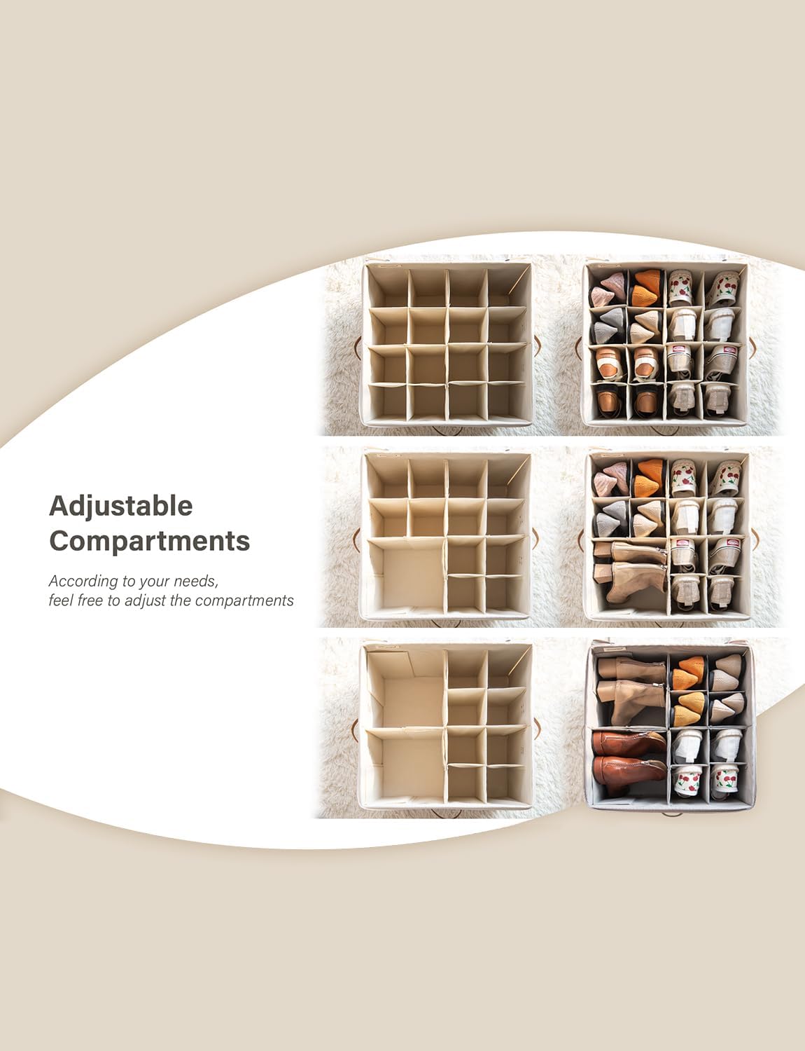 StorageWorks Shoe Organizer for Closet, Fits up to 24 Pairs, Shoe Cubby Storage Containers with Adjustable Dividers and Clear Cover, Black