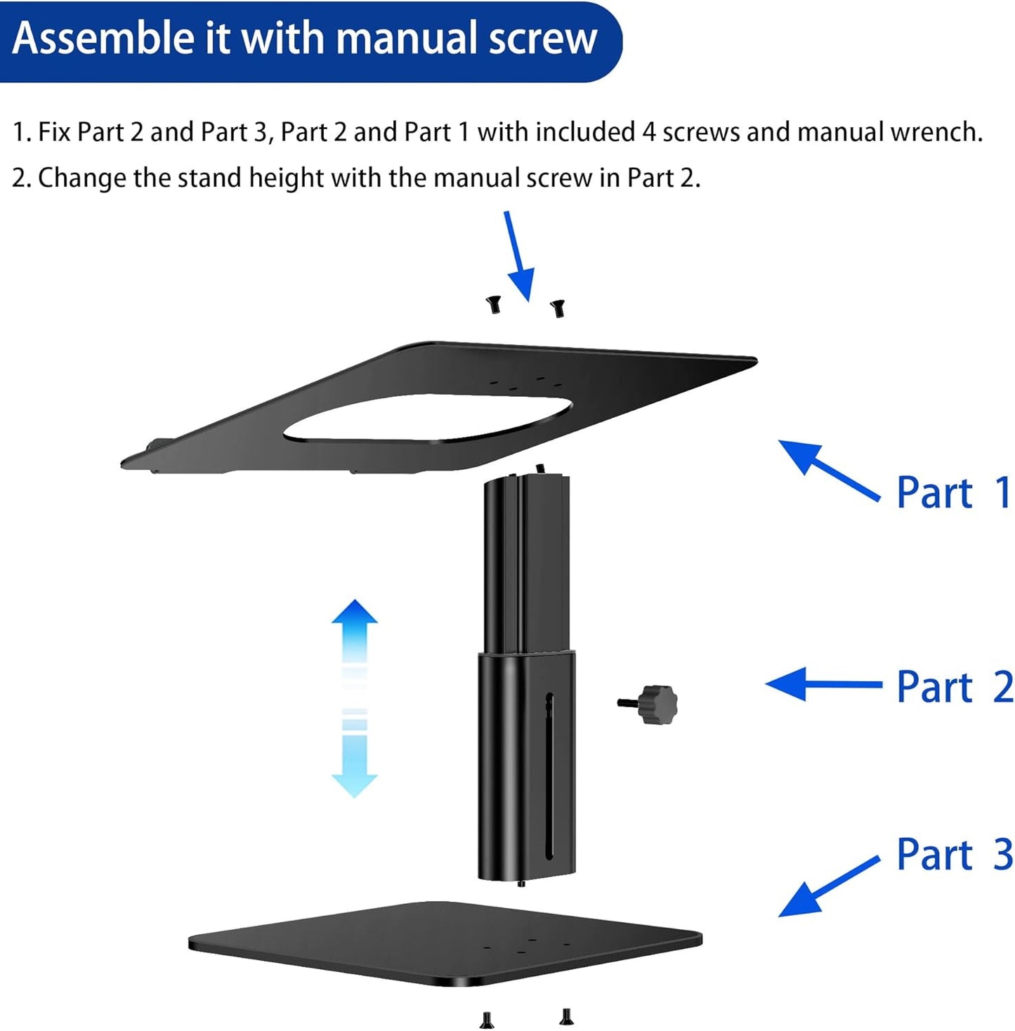 BESIGN LSX6N Laptop Stand, Ergonomic Adjustable Notebook Riser Holder, Computer Stand Compatible with Air, Pro, Dell, HP, Lenovo More 10-15.6" Laptops, Black