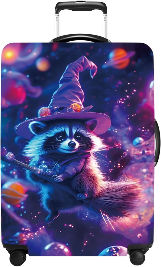 Raccoon Luggage Cover Washable Suitcase Protector Anti-Scratch,Stretchable Fit for 20-34Inch Luggage Durable Travel Bag Cover with Zipper ClosureL(28-30inch suitcase)