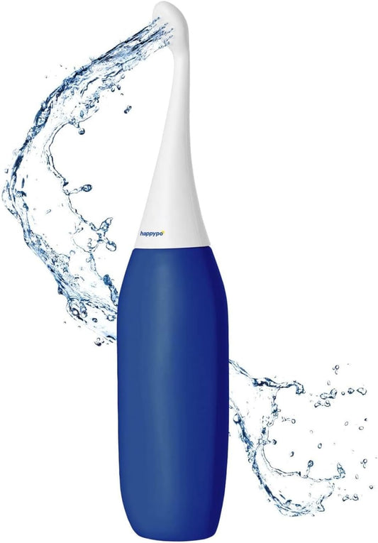 HappyPo The Original XL Butt Shower - Portable Bidet with 50% More Volume - The Easy-Bidet 2.0 Replaces Wet Wipes and Shower Toilet - Portable Bum Spray for Travel - Dark Blue