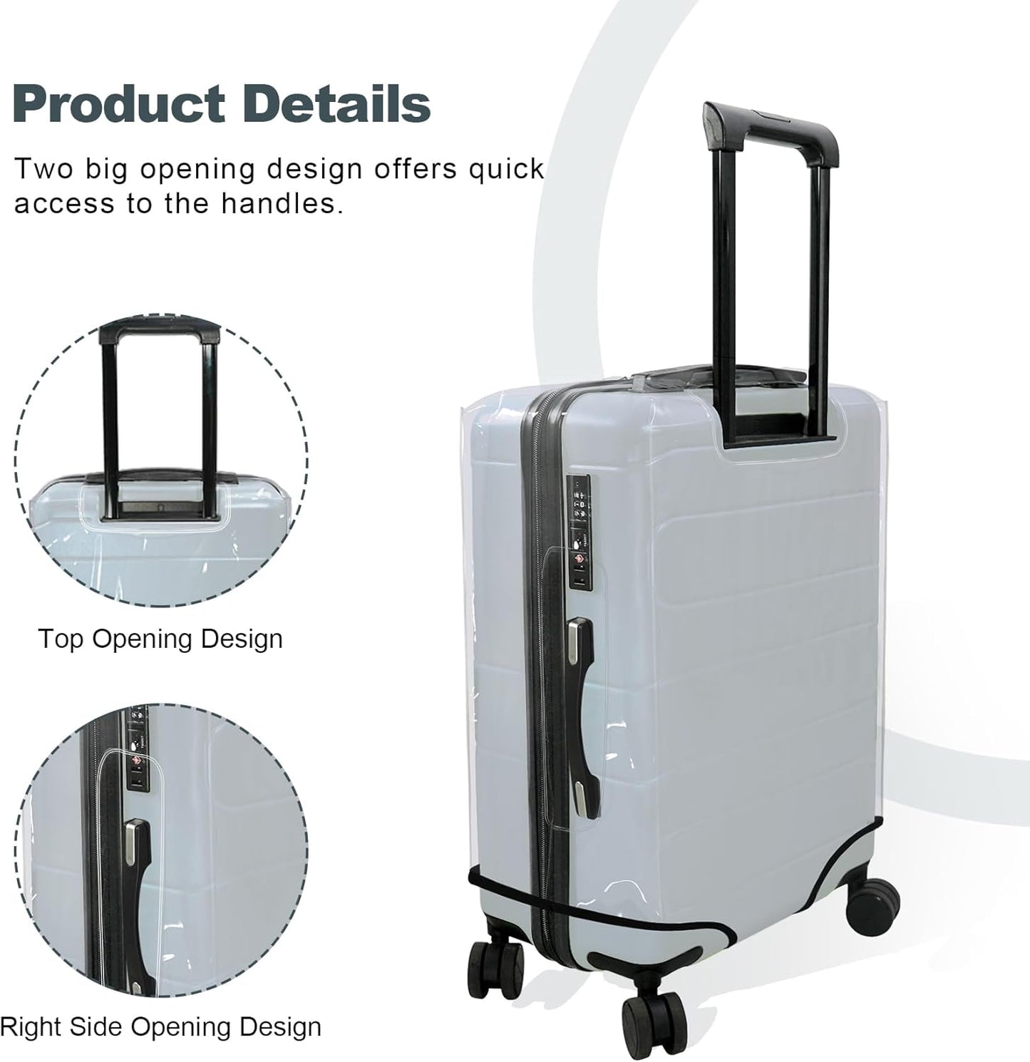 HYPER VENTURE Clear PVC Luggage Cover Full Transparent Suitcase Protector Fits 20 Inch Luggage, S