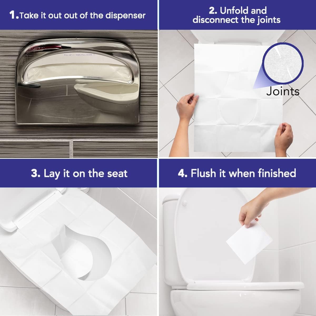 Disposable Toilet Seat Cover - 400 Sheets of XL Half Fold Flushable Toilet Seat Covers for Commercial, Public Facilities and Potty Training, Premium Toilet Paper Cover, Regular (4 Pack)