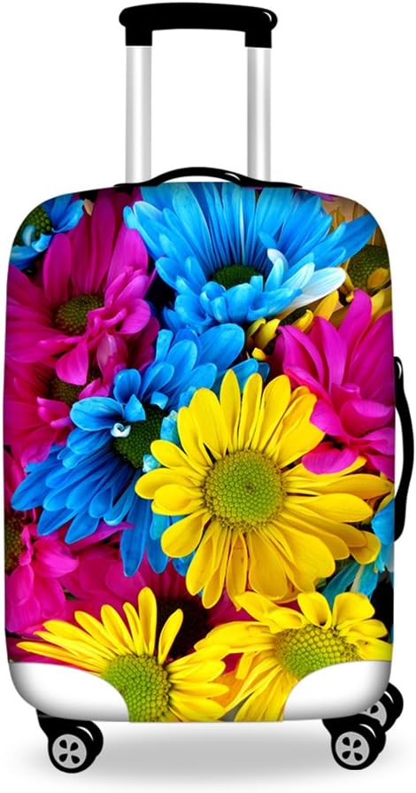 Colorful Sunflower Travel Luggage Cover Spandex Elastic Suitcase Protector for 22-25 Inch Luggage