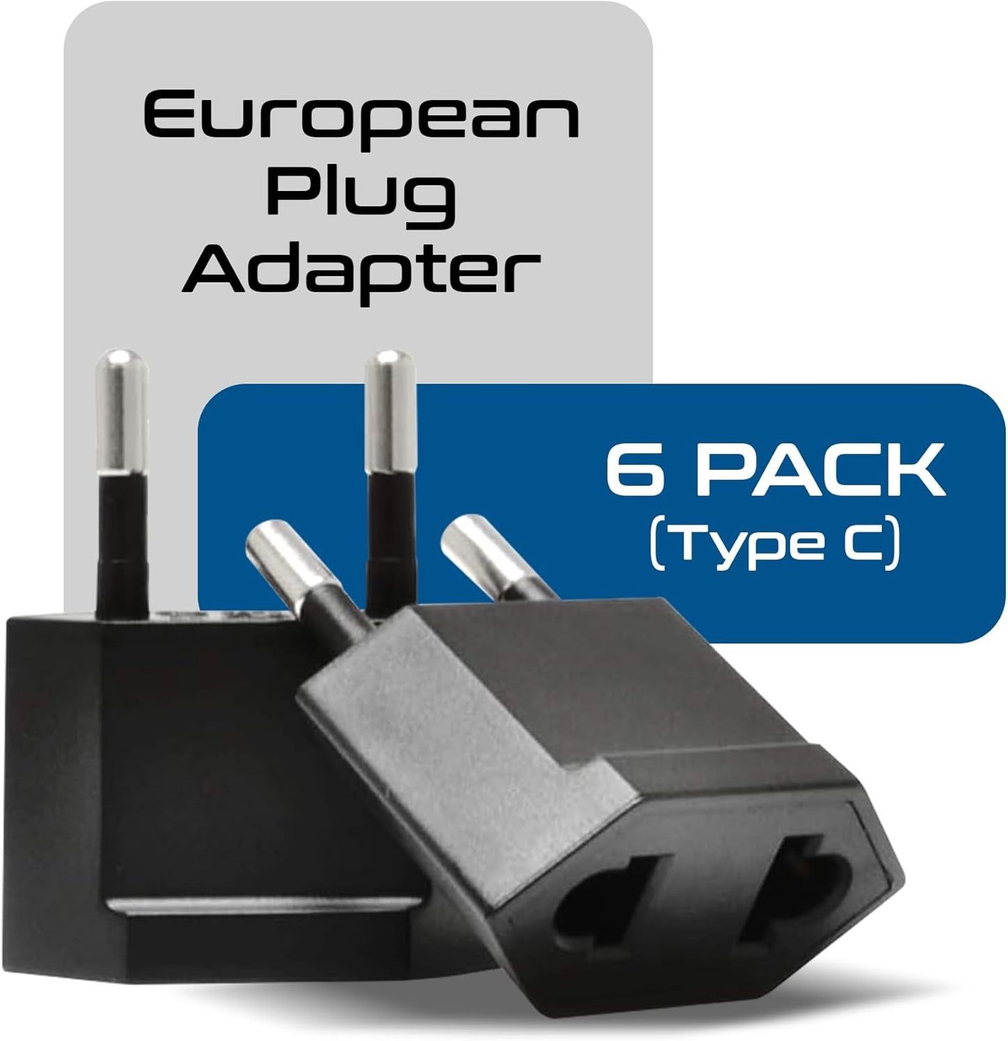 Ceptics USA, Canada to European Plug Adapter - Type C Adapter compatible in Europe, Canada to European travel plug adapter Ideal for Phones, Camera & more - CE Certified - RoHS Compliant - 6 Pack