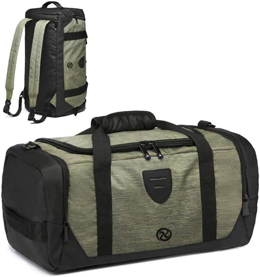 Gym Duffle Bag Backpack Waterproof Sports Duffel Bags Travel Weekender Bag for Men Women Overnight Bag with Shoes Compartment Green