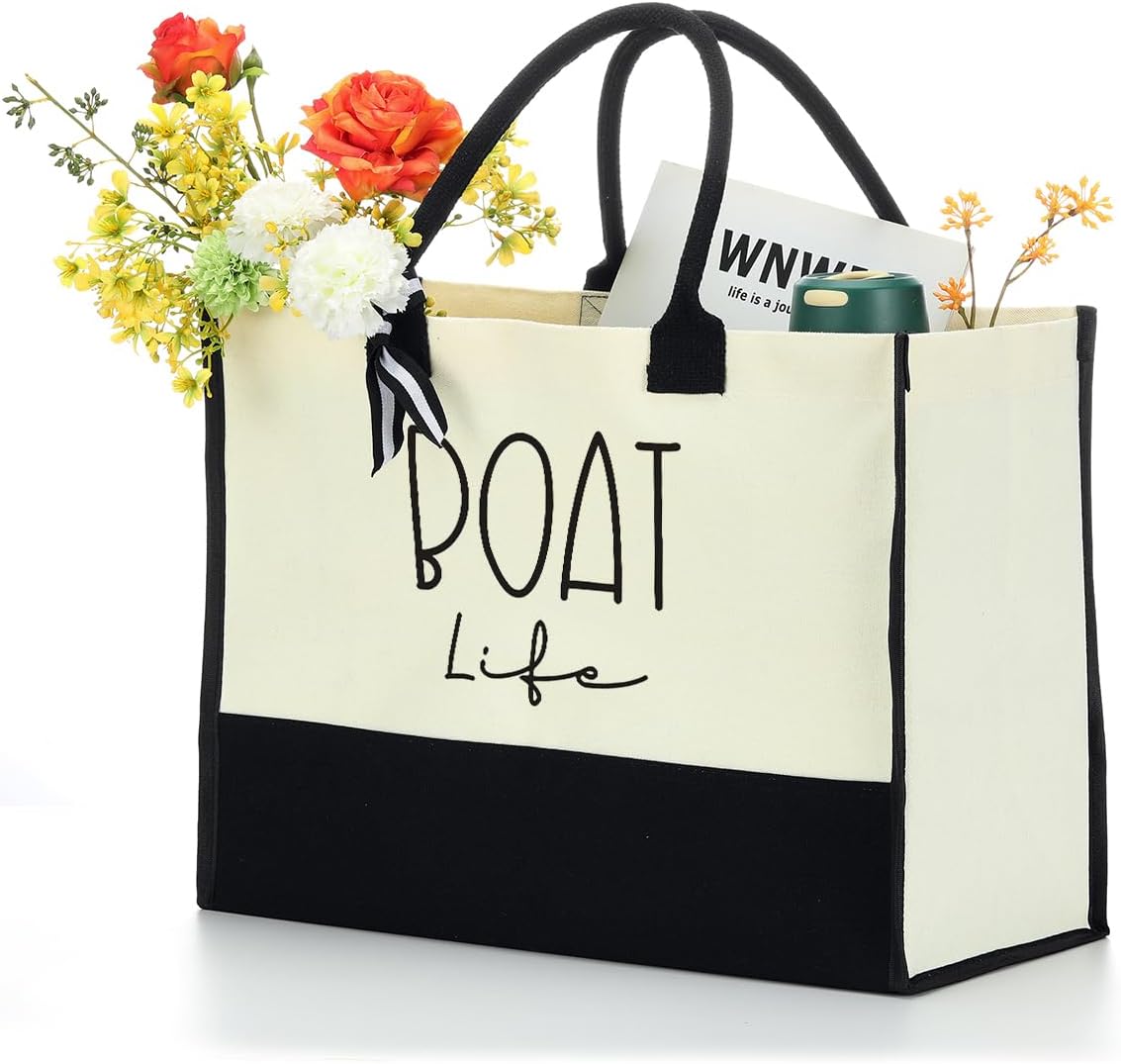 Lake Life Tote Bag for Women Waterproof Personalized Beach Bag Canvas Bag Funny Lake Girls Bag Trip Gifts