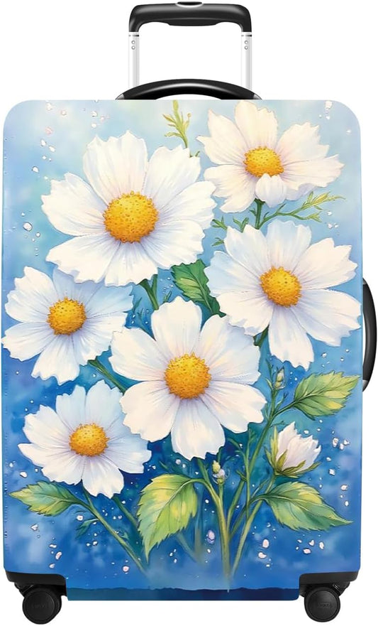 Luggage Cover Washable Suitcase Protector Anti-Scratch,Stretchable Fit for 20-34Inch Luggage Durable Travel Bag Cover with Zipper Closure (Flower-2, S(fits 20-22inch suitcase))