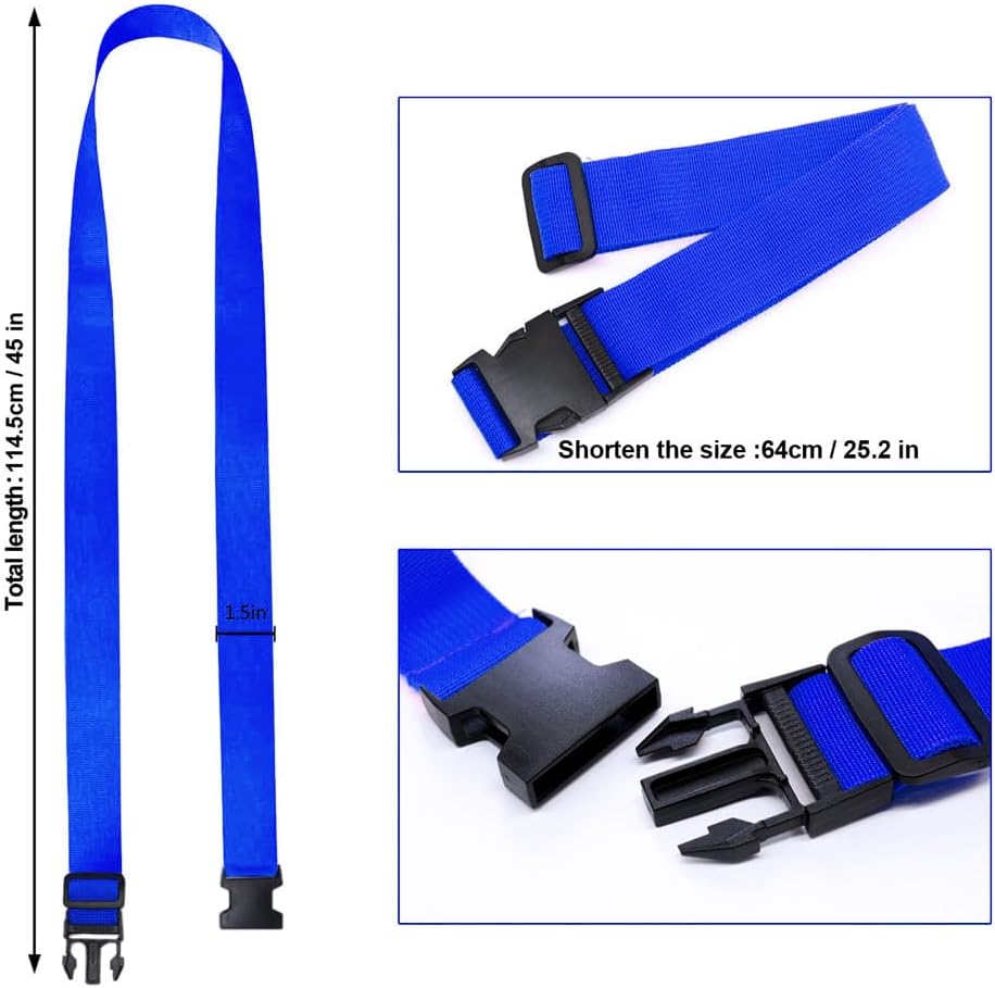 2Pack Luggag Straps for Carry On Bag, Adjustable Suitcase Belt Add Bag Travel Attachment Accessories for Connect Your 3 Luggages, Blue
