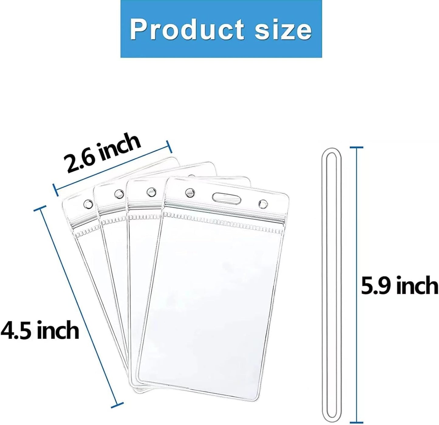 50 Pcs Clear Luggage Tags Bag Tags Holder Identification ID Card Badge Holder with 50 Pcs Clear Luggage Tag Loop Straps for Business Travel and Office Supplies