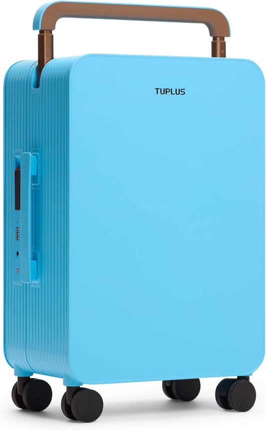 TUPLUS 20” Carry-On Hardside Luggage Lightweight ABS Travel Suitcase with Wide Handle Spinner Wheels TSA Combination Lock, Balance Series 2.0, Clear Sky Blue