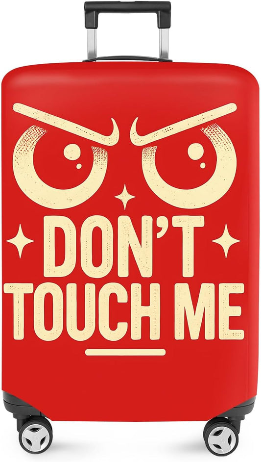 ANNA QUEEN Funny “Don’t Touch Me” Luggage Cover, Bold Red Suitcase Protector with Angry Eyes Design, Stretchable, Washable Travel Cover for 20-22 Inch Luggage