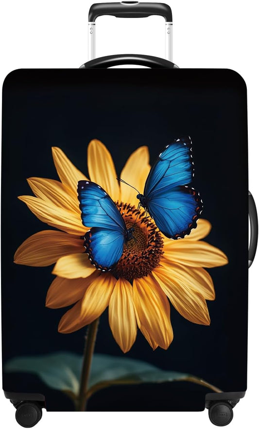 Luggage Cover Washable Suitcase Protector Anti-scratch Suitcase cover Fits 20-34 Inch Luggage (Sunflower, S(20-22inch suitcase))