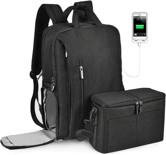 CADeN DSLR Camera Backpack Bag Waterproof Anti Theft with 15.6 inch Laptop Compartment, USB Charging Port, Tripod Holder, Rain Cover, Inner Case, Compatible for Sony Canon Nikon Olympus Black