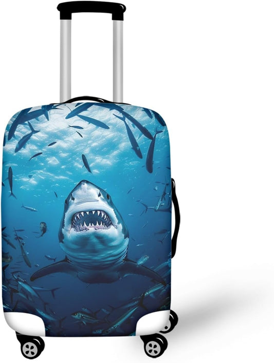 Seadworld Shark Luggage Cover 26-29 Inch High Elastic Thickened Travel Suitcase Covers Blue