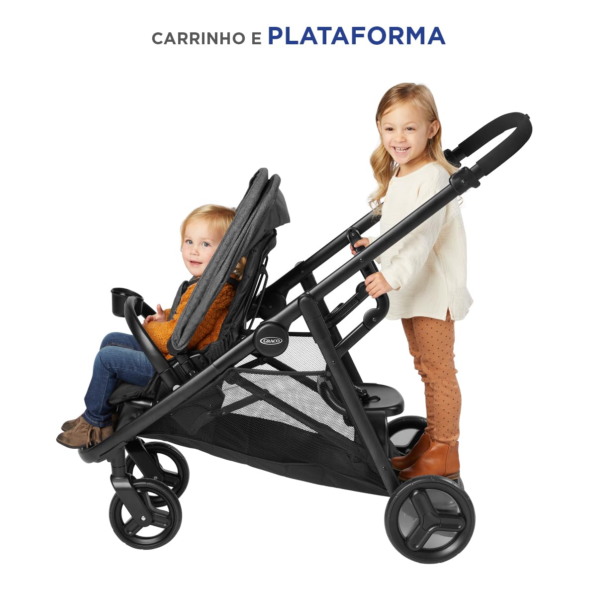 Graco Ready2Grow LX 2.0 Double Stroller Features Bench Seat and Standing Platform Options, Clark