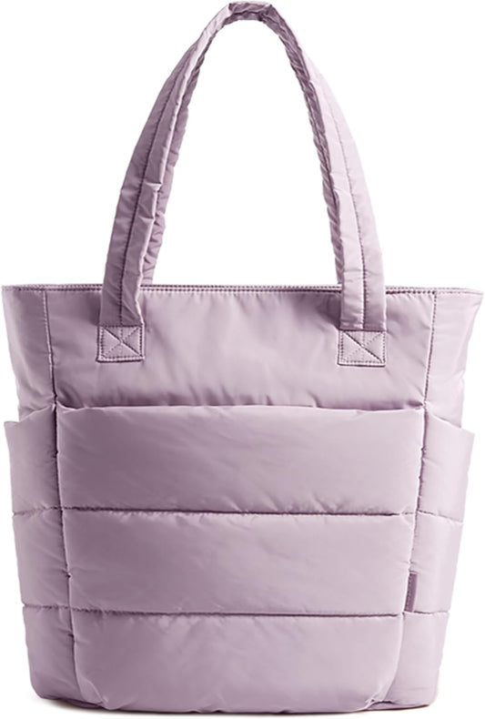 BAGSMART Tote Bag for Women, Lightweight Puffy Tote Bag with Compartments Shoulder Bag Handbag for Travel, Work, Gym,