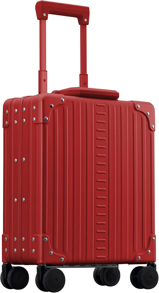 Aleon 16” Aluminum Vertical Underseat Carry-On Luggage - Luxury Business Briefcase with Wheels - Hardshell Suitcase for Airplane Travel (Ruby)
