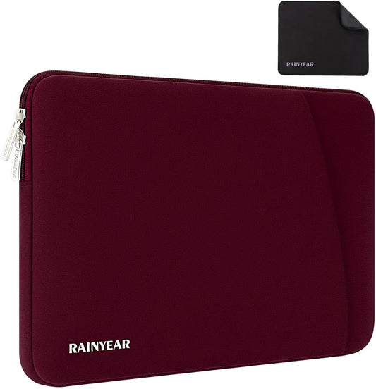 RAINYEAR Laptop Sleeve Case with Front Pocket, 13.3 Inch Protective Portable Case Briefcase Laptop Bag Cover Compatible with MacBook Air/Pro 13-13.3 inch, MacBook Pro/Max 14 inch, Red