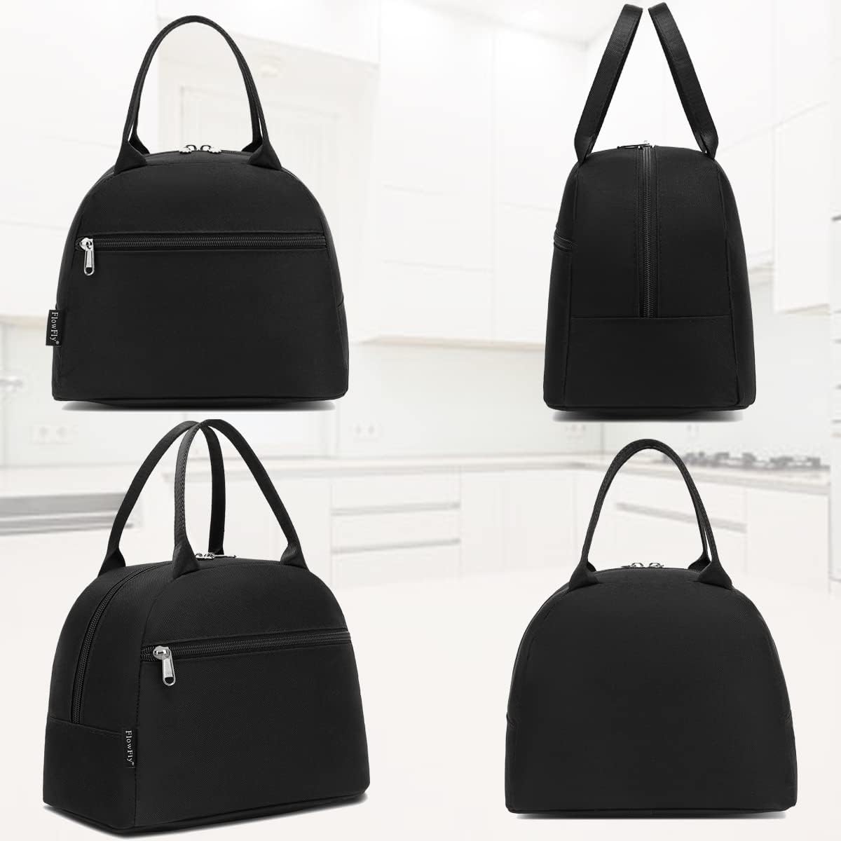 FlowFly Insulated Lunch Cooler Bag - Tote Bag Organizer for Women/Men, Black