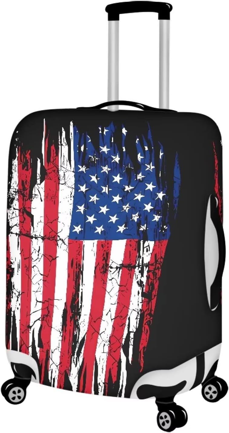 USA Flag Star Stripes Flag Luggage Covers Protector Elastic Spandex Baggage Case Fit 26-29 Inch, 4th of July Independence Day, American Flag Travel Suitcase Cover, Patriotic Flag