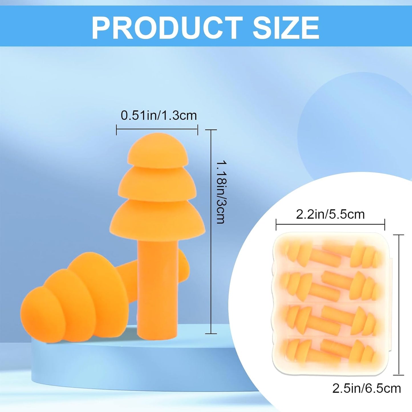 Ear Plugs for Sleeping,12 Pair Earplugs Noise Canceling Soft Silicone Ear Plug Reusable Earplugs for Sleep,Concert,Swimming,Study,Loud Noise,Snoring(Orange)
