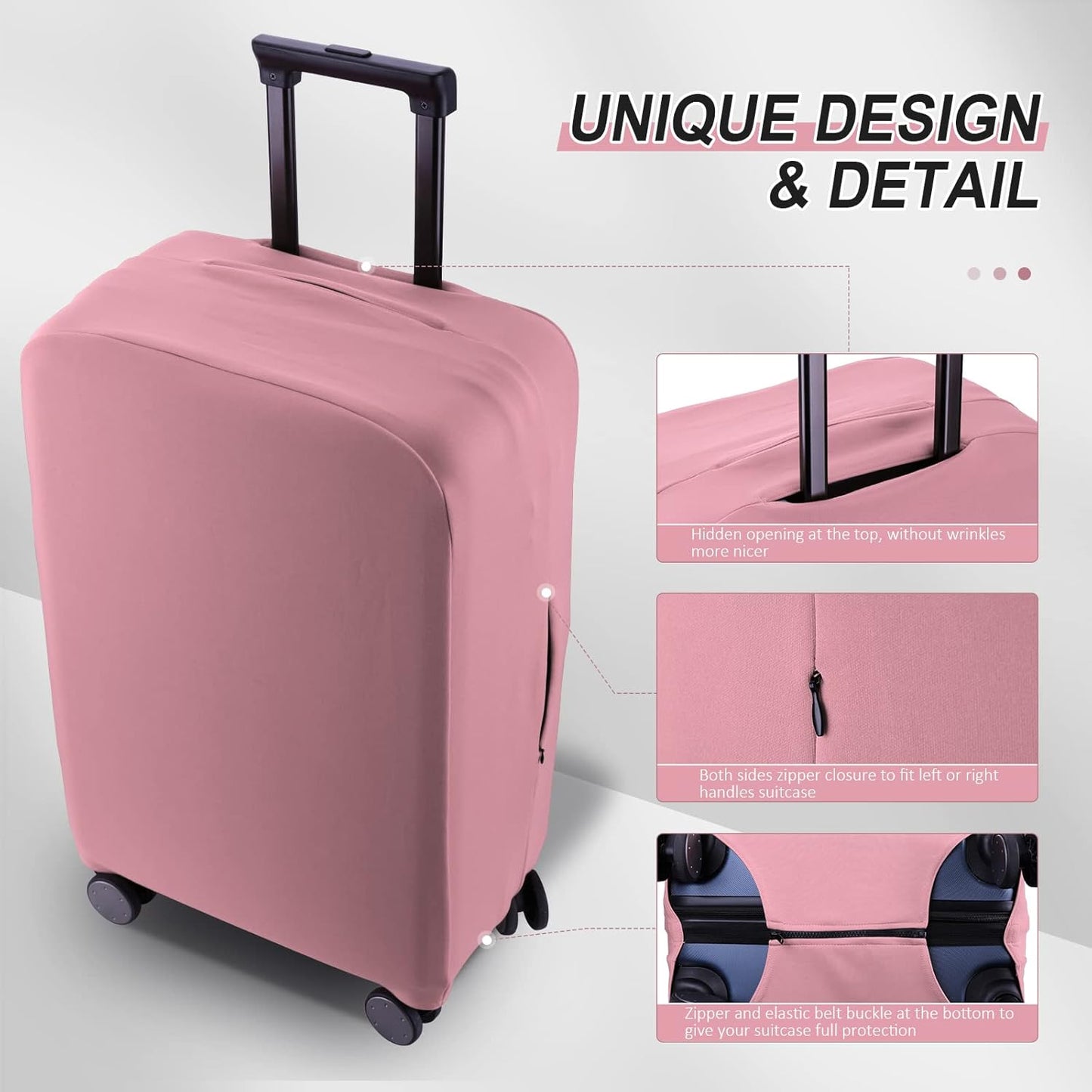 Travel Luggage Cover Suitcase Protector Scratch-Resistant Fit 19-31 Inch Suitcase, Not Included Suitcase (Pink, SX(22-23 inch))