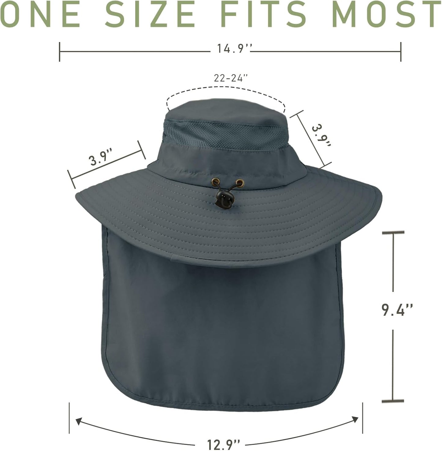 Fishing Hat Breathable Wide Brim Sun Hats with Neck Flap Bucket Hat Outdoor Safari Hat for Men Women UPF 50+ Sun Protection