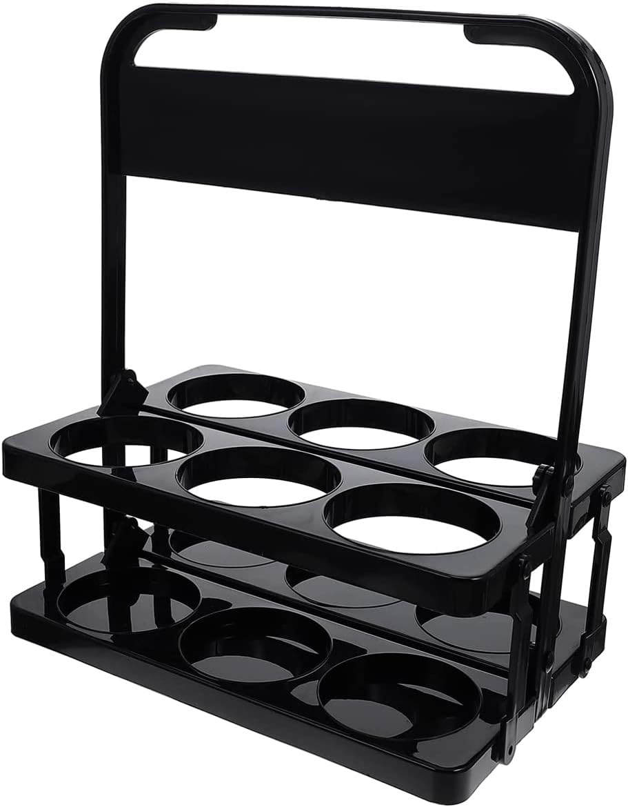 Plastic Foldable Cup Holder, Black, 13 inches, Holds 6 Beverages, Portable for Delivery, Takeout, Camping and Travel