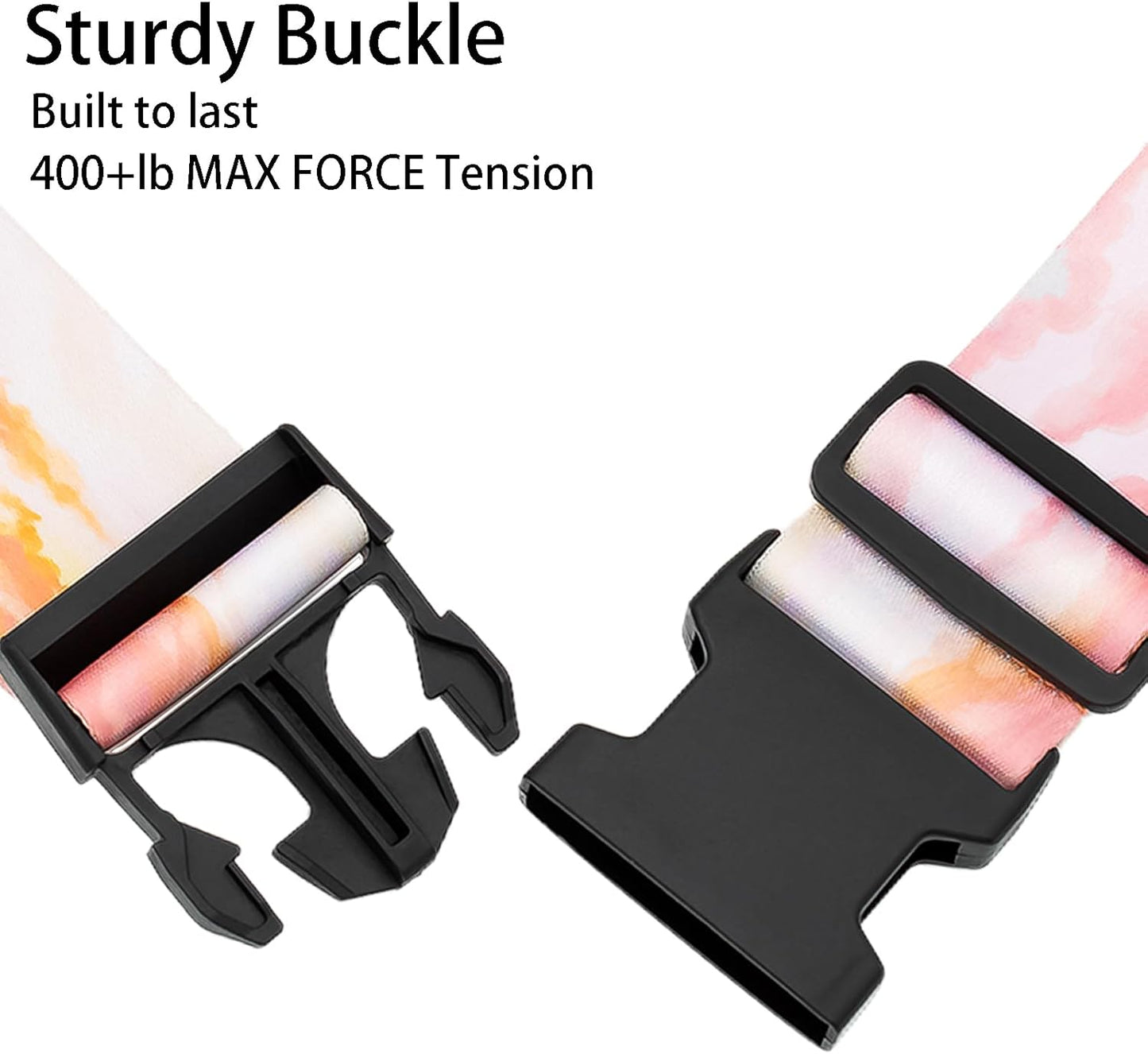 Pink Clouds Luggage Straps for Suitcases, Adjustable Luggage Travel Belts to Keep Luggage Security While Travel, Strong Polyester Fabric, Easy-to-Recognize Stylish Design Travel Accessories, 2 Pack
