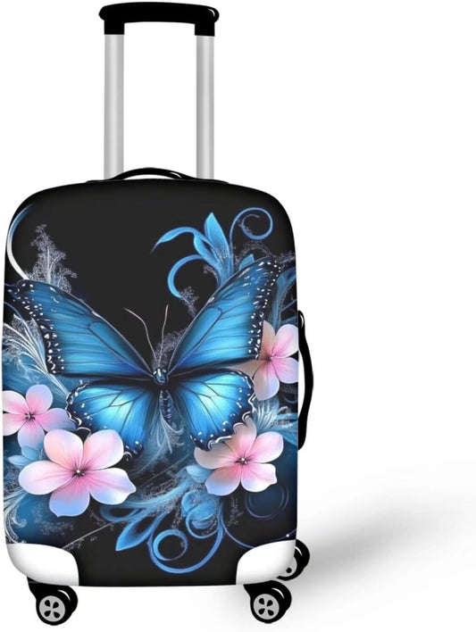 Butterfly Luggage Covers for Suitcase Universal Fits 18-32 Inch Suitcase Travel Luggage Cover Anti-Scratch Suitcase Protector Flower Print Suitcase Cover Travel Essential with Zip, Black