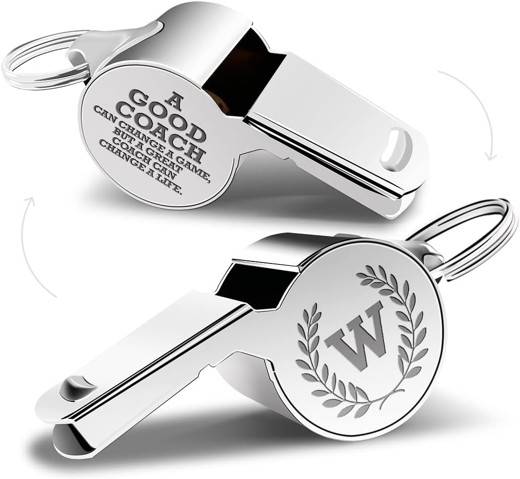 Letters Coach Gifts, Whistle for Coaches, Whistle Emergency, Thank You Coach Gifts, Coaches Whistle with Lanyard Cheer Coach Gift for Men Women Teachers Referees School Sports Coach Outdoor, Letter W