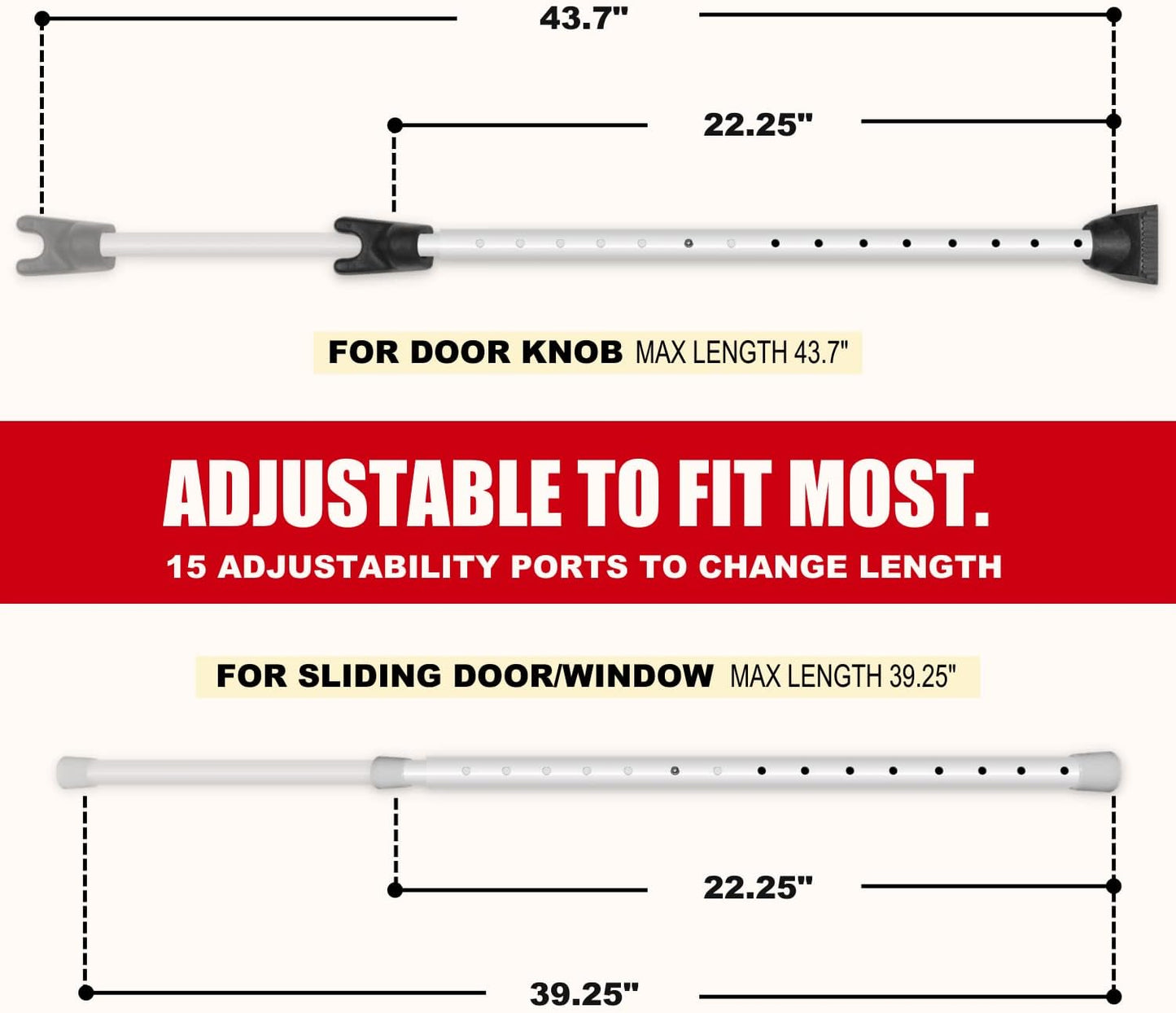 SECURITYMAN Door Security Bar & Sliding Patio Bar - Constructed of High Grade Iron - Great for Apartment Security, Hotel Safety, or Home Protection Door Stoppers