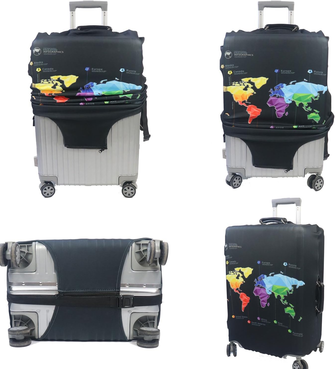 MosaiRudo Thicker Luggage Cover Elastic Suitcase Cover Protector Fits 18-32 Inch Suitcase Travel Accessories (Abstract Map, L)