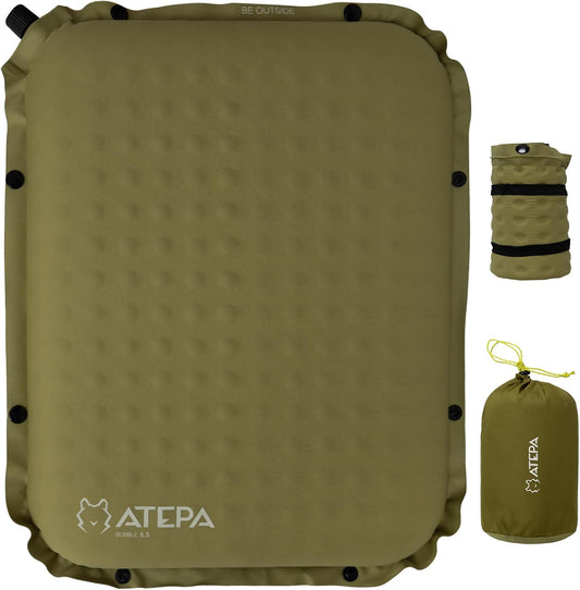 ATEPA Inflatable Stadium Seat Cushion, Self-Inflating Memory Foam Stadium Seats Bleacher Seat Chair Cushion Pad for Airplane Travel Backpacking Sports Events
