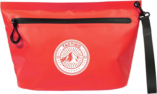 Tactiko Heavy-Duty Splash Water Resistant Zipper Pouches - Hold-All Organizers for Dry Bags, Travel Bags (Red)