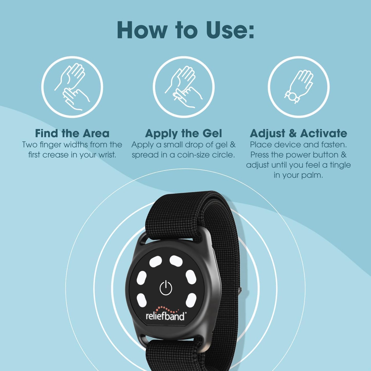 Reliefband New Sport Anti-Nausea Wristband | Waterproof | Nausea & Vomiting Relief for Motion Sickness, & Morning Sickness | Drug & Side Effect Free, Long Lasting, Fast-Acting (Grey, 1 Extra Gel Tube)